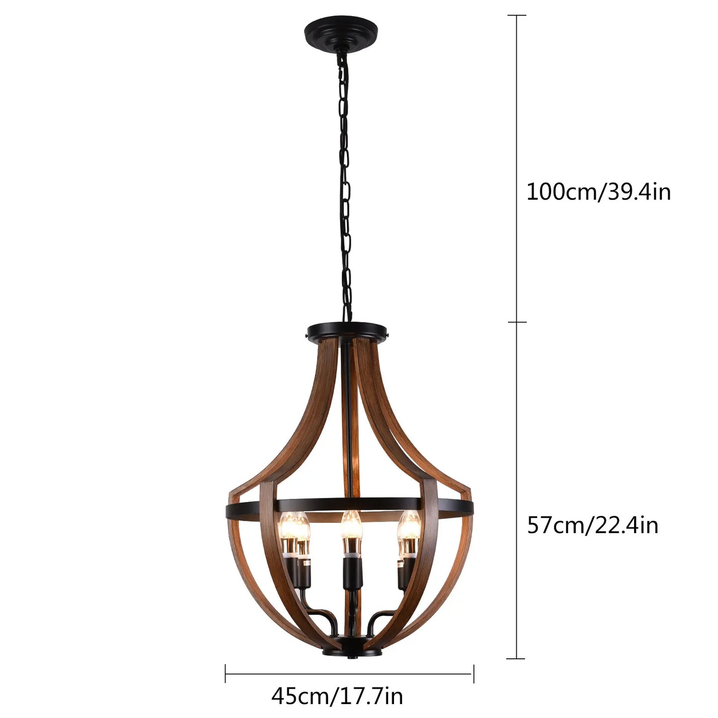 Modern Rustic Wooden Pendant Light Fixture For Kitchen Dining Room