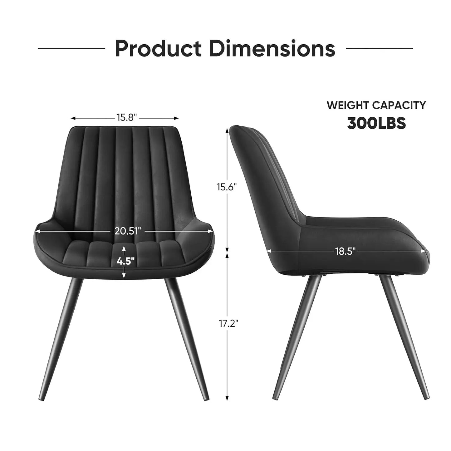 Modern Dining Chairs Set of 4 With Thick Cushions Upholstered Fabric