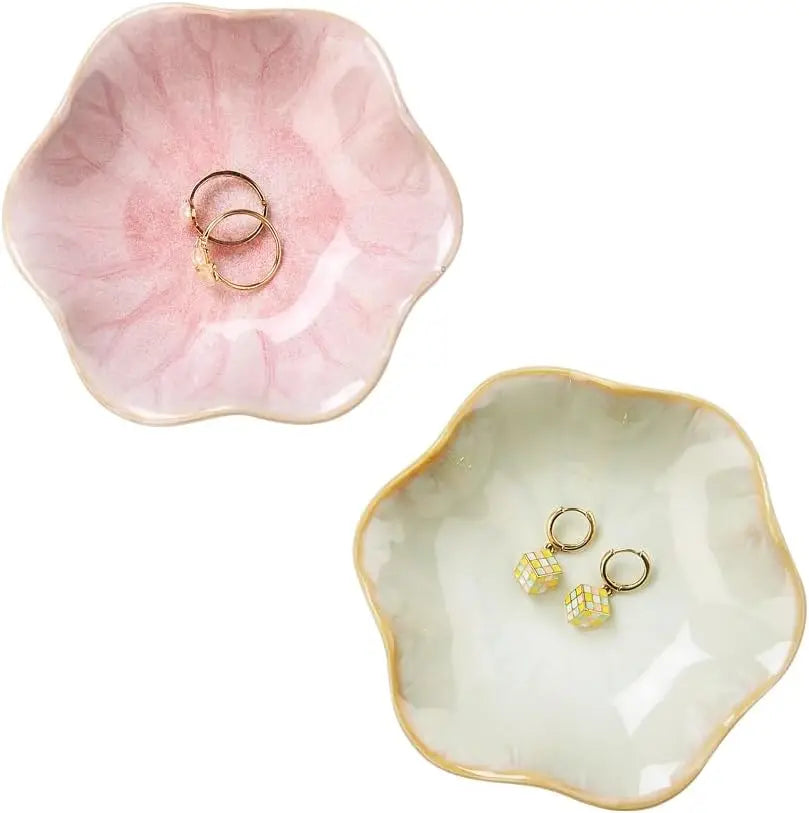 Lotus Leaf Shaped Ceramic Trinket Tray Jewelry Storage