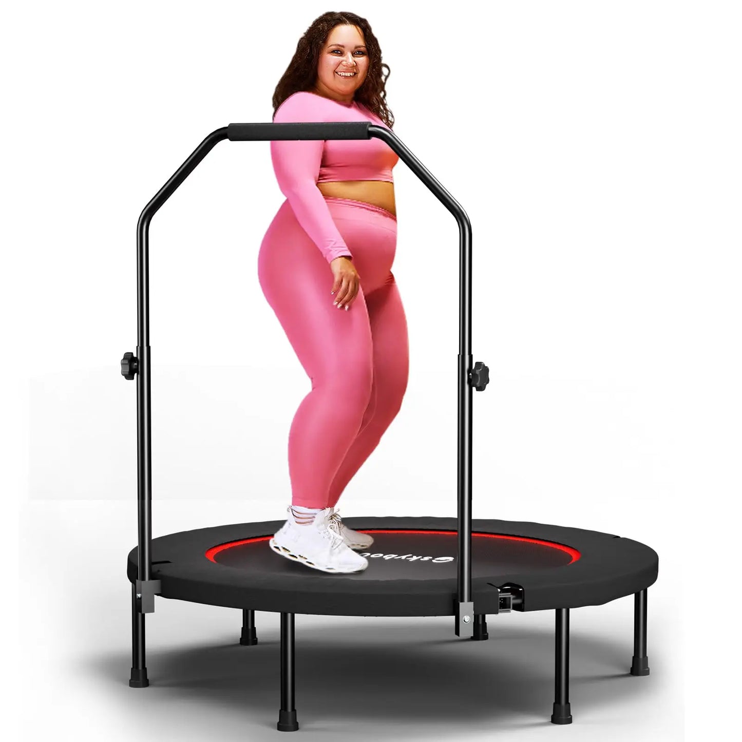 Rebounder Trampoline For Adults Foldable Fitness With U Bar
