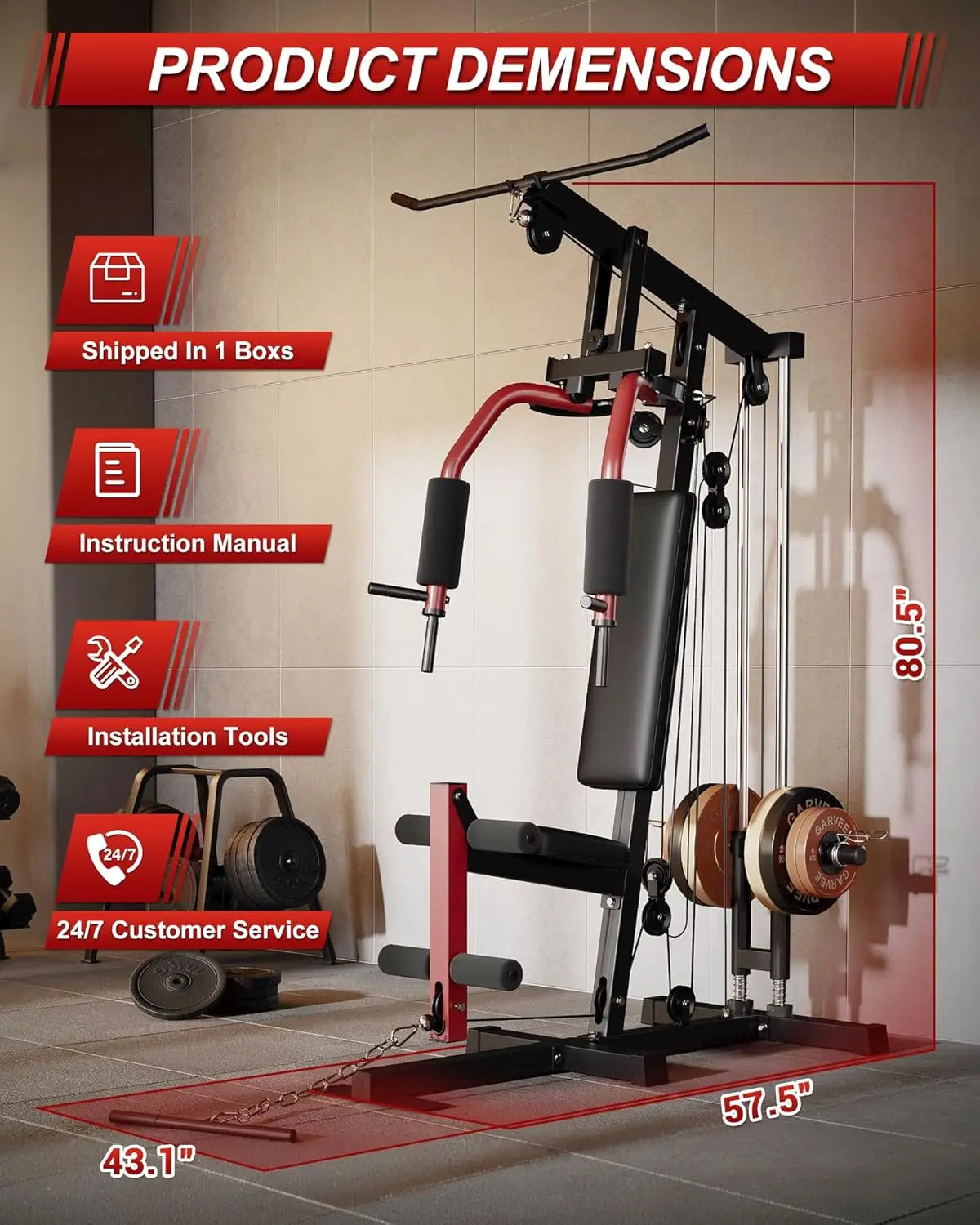 HiMISS Home Gym Machine Chest Press Lat Pulldown Leg Extension