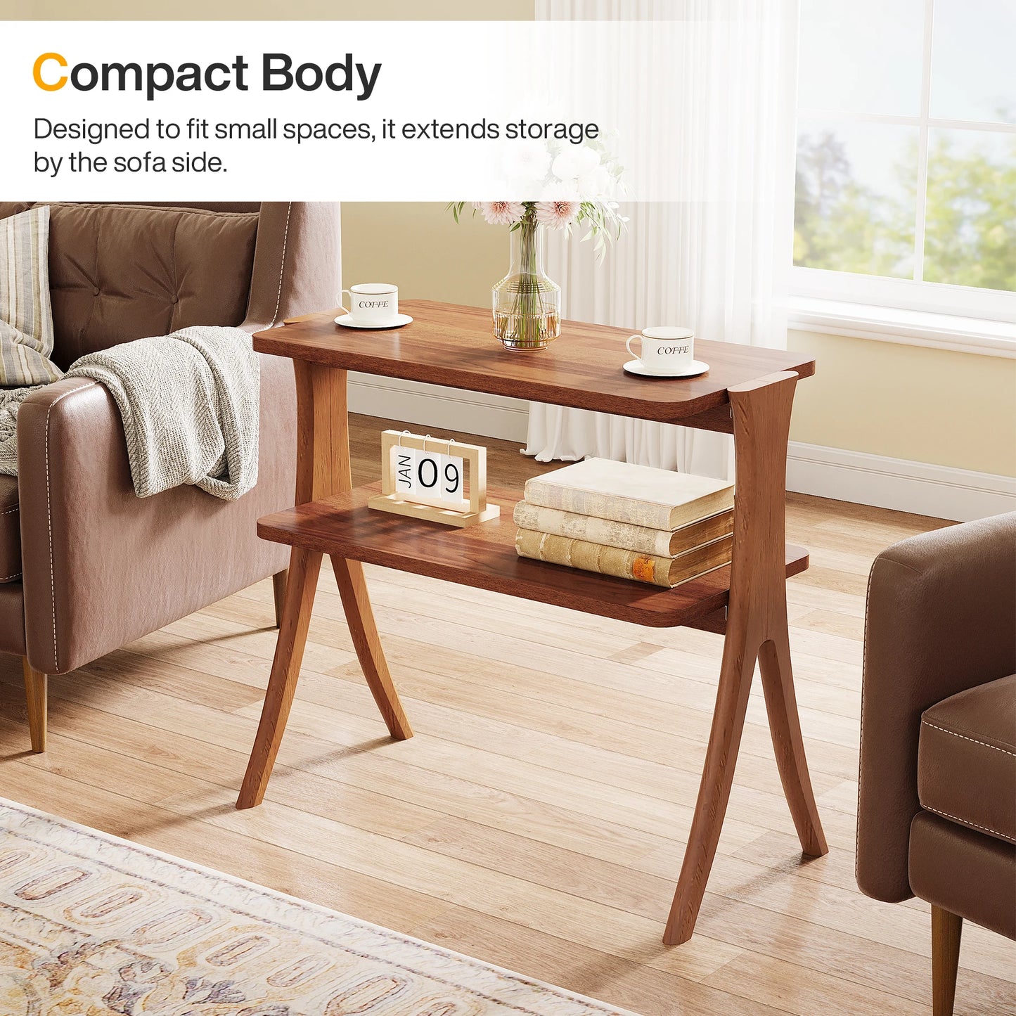 Two Tier Walnut Side Table