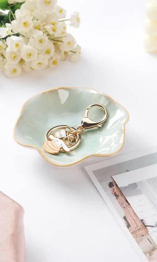 Lotus Leaf Shaped Ceramic Trinket Tray Jewelry Storage