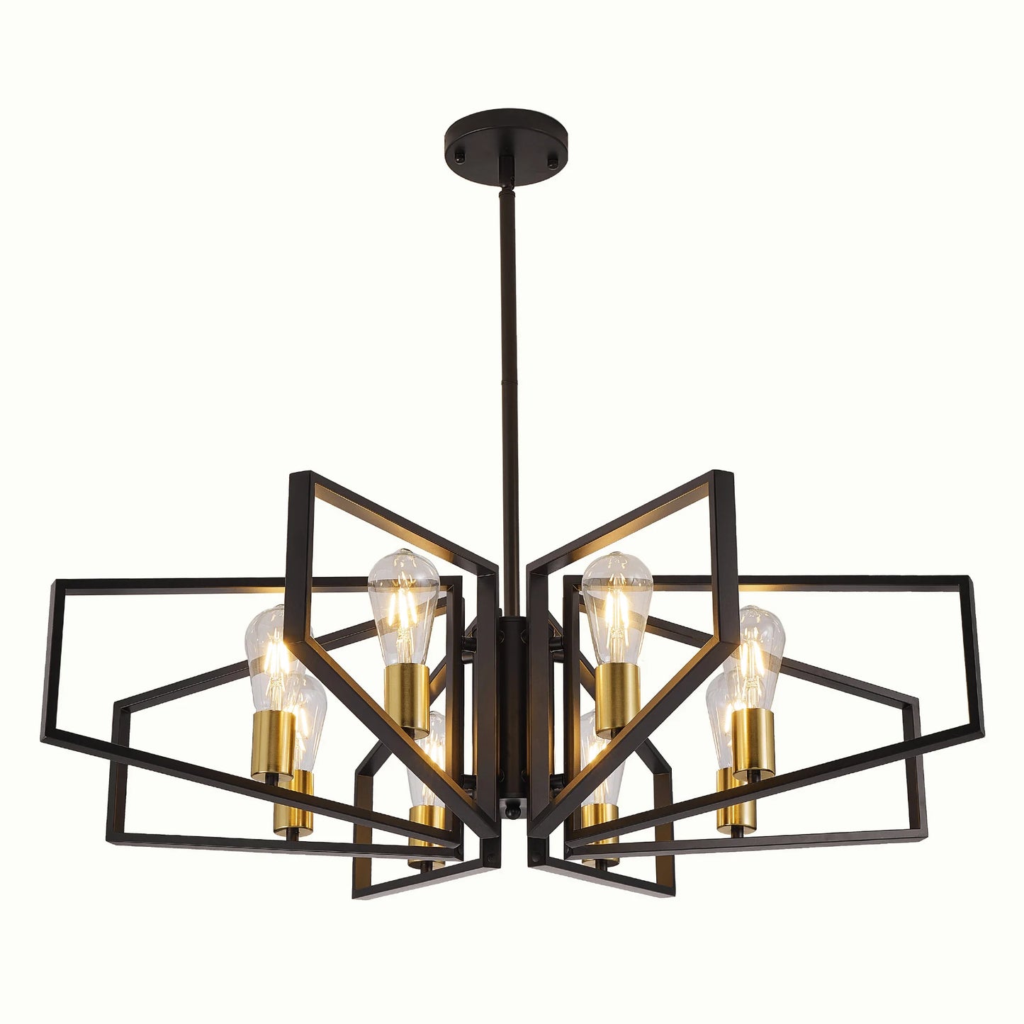 Modern 8-Light Geometric Chandelier With Adjustable Pendant Light
