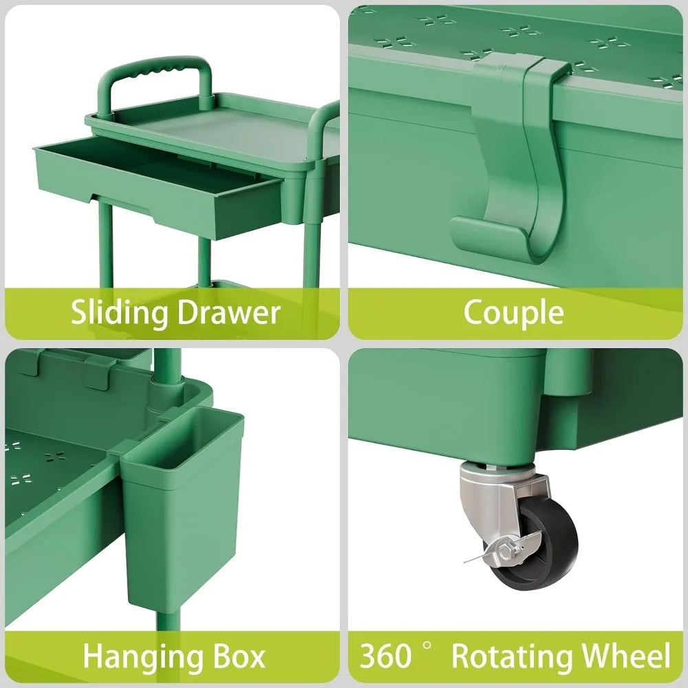 NBVCX Three Tier Rolling Cart Organizer For Laundry Kitchen