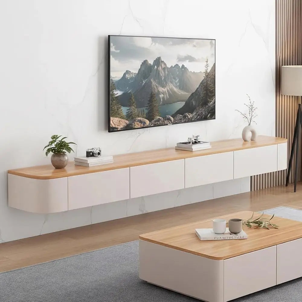 Ticify Floating TV Stand Wall Mount Minimalist Modern Media Console