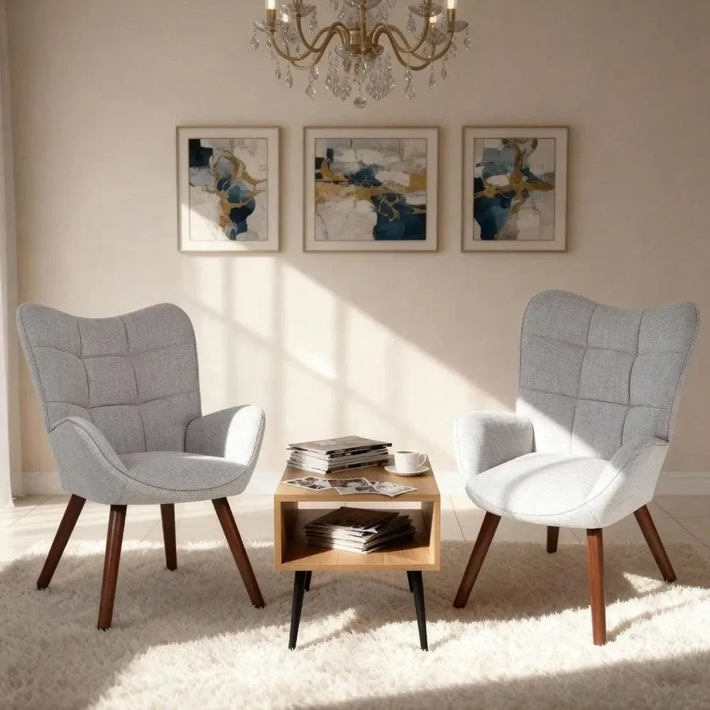 XMSJ Upholstered Dining Chairs Mid Century Style With Oak Legs