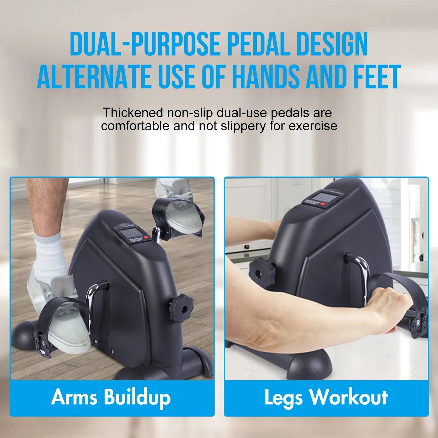 Under Desk Pedal Exerciser With LCD Display For Home Gym