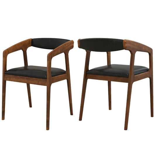 Set Of 2 PU Leather Accent Armchairs With Cozy Backrest