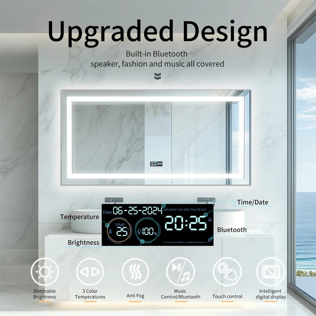 LUVODI Bluetooth Mirror With LED Light And Anti Fog Speaker