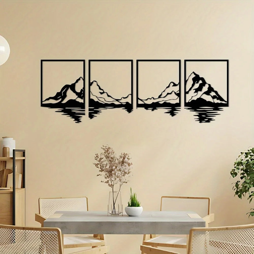 Metal Mountain Landscape Wall Art Set For Home Interior Decor