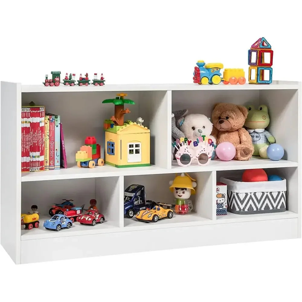 Wooden Five Section Toy Storage Organizer For Kids Classroom