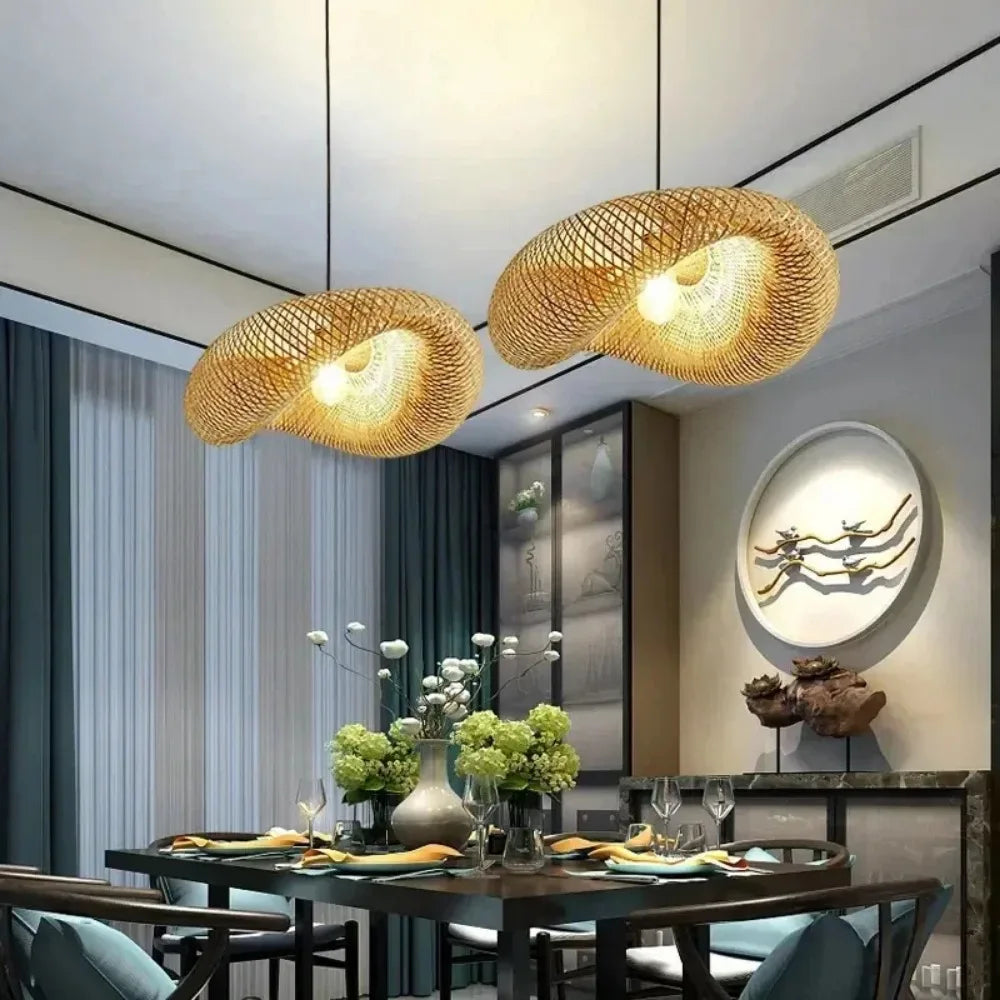 JOYINLED Handmade Bamboo Weaving LED Pendant Light Chandelier