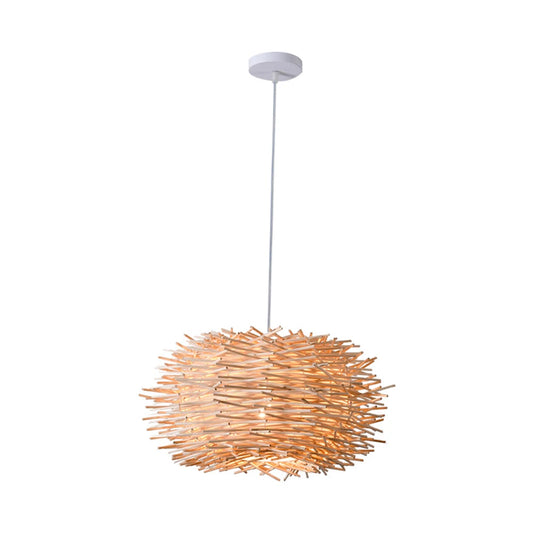 Hand Woven Bamboo Pendant Light Rattan Lantern With Adjustable Hanging
