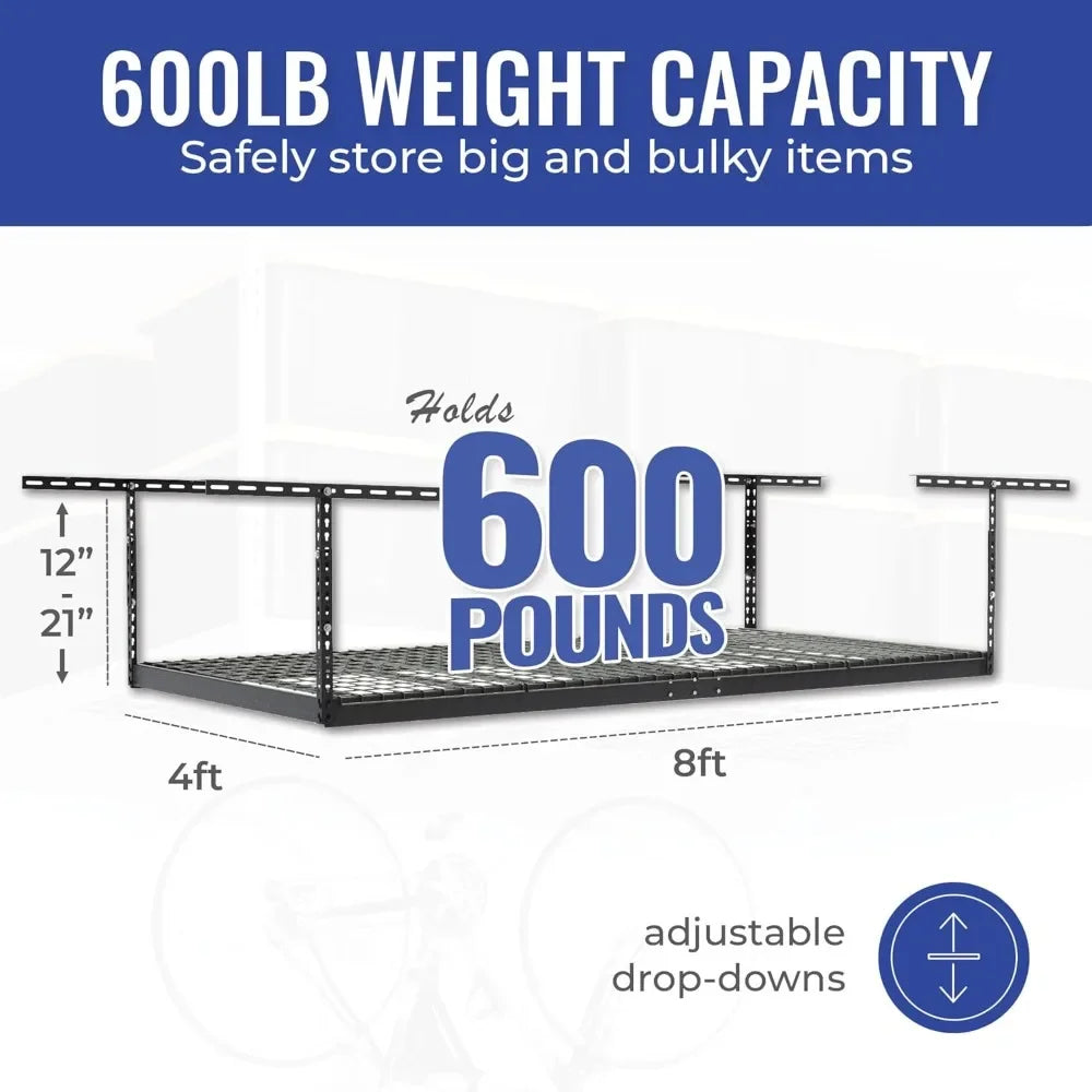 Heavy Duty Garage Ceiling Storage Rack 600 Pound Capacity