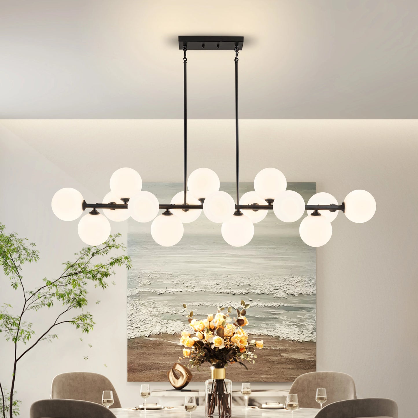 Mid Century Modern Sputnik 16 Light Chandelier for Dining Room