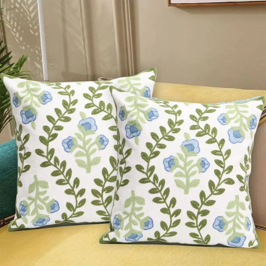 Embroidered Decorative Throw Pillow Covers For Sofa Farmhouse Decor