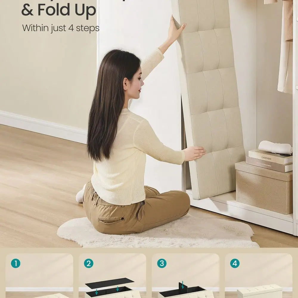 Folding Storage Ottoman Bench EndOfBed For Living Room 660Lb Capacity