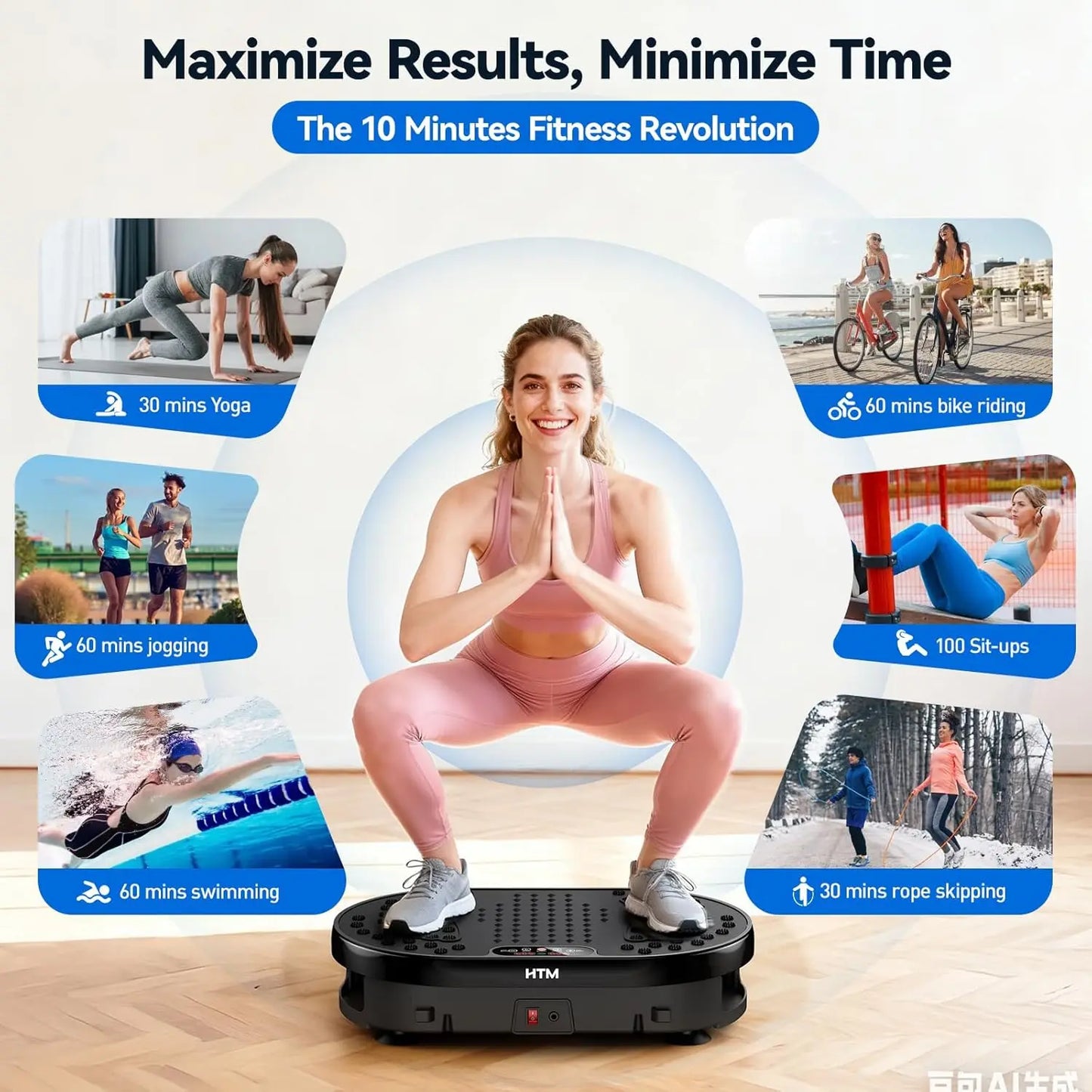 HTM Whole Body Vibration Plate Exercise Machine With Handles