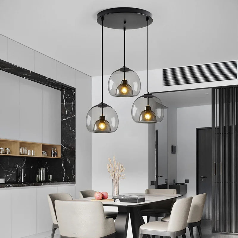 Taonusanshu Nordic Iron Glass Pendant Lamp Kitchen Island