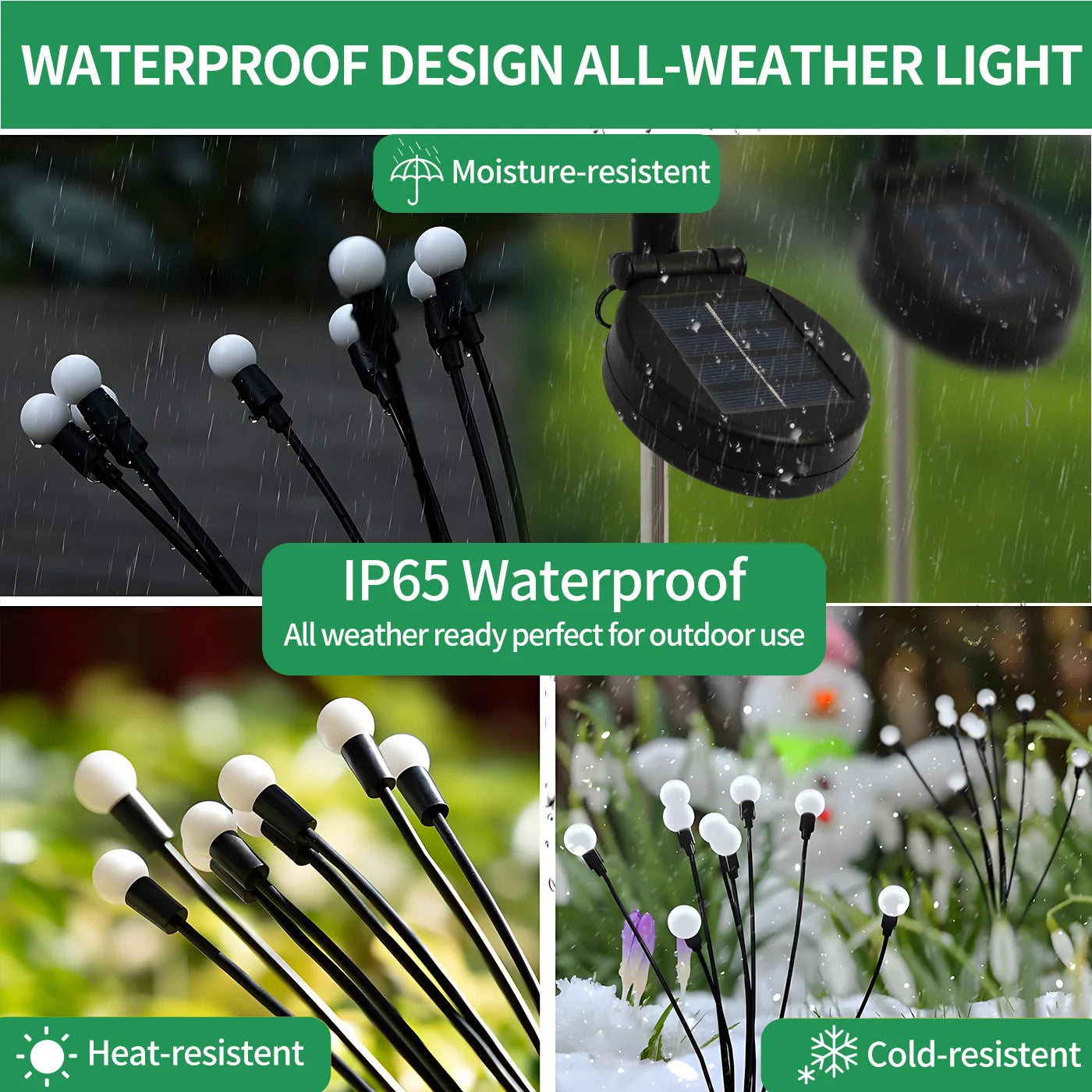 8-Head Solar Firefly Lights Outdoor LED Garden Pathway Waterproof