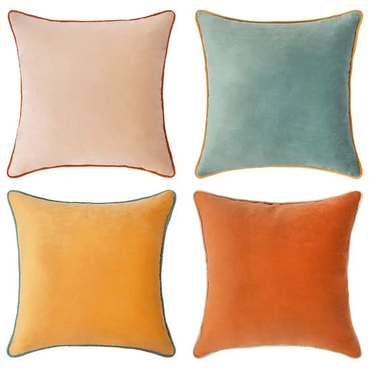 Velvet Throw Pillow Covers Set of 4 Double-Sided Decorative Cushions