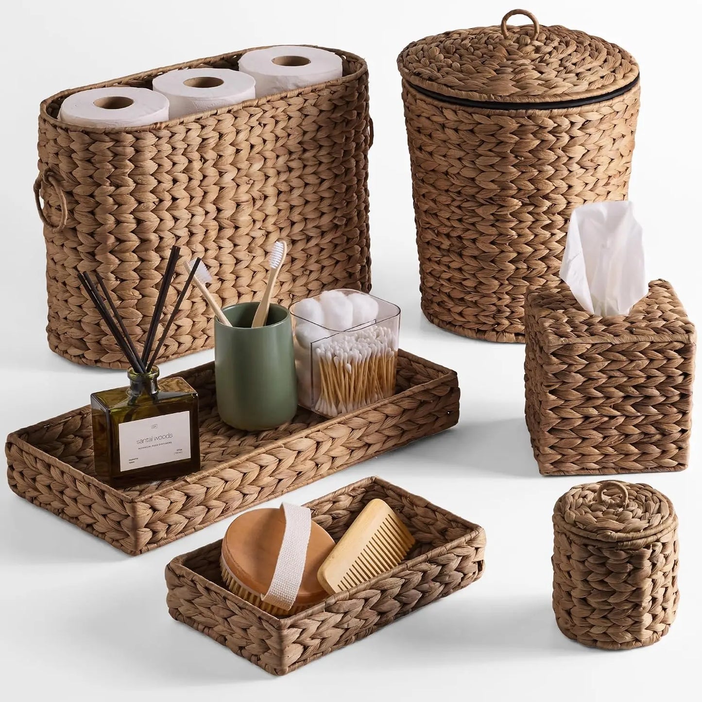Bathroom Accessories Set With Vanity Trays And Canisters