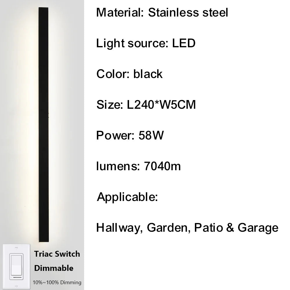 IISINUO Outdoor Porch Wall Light Dimmable Stainless Steel IP67