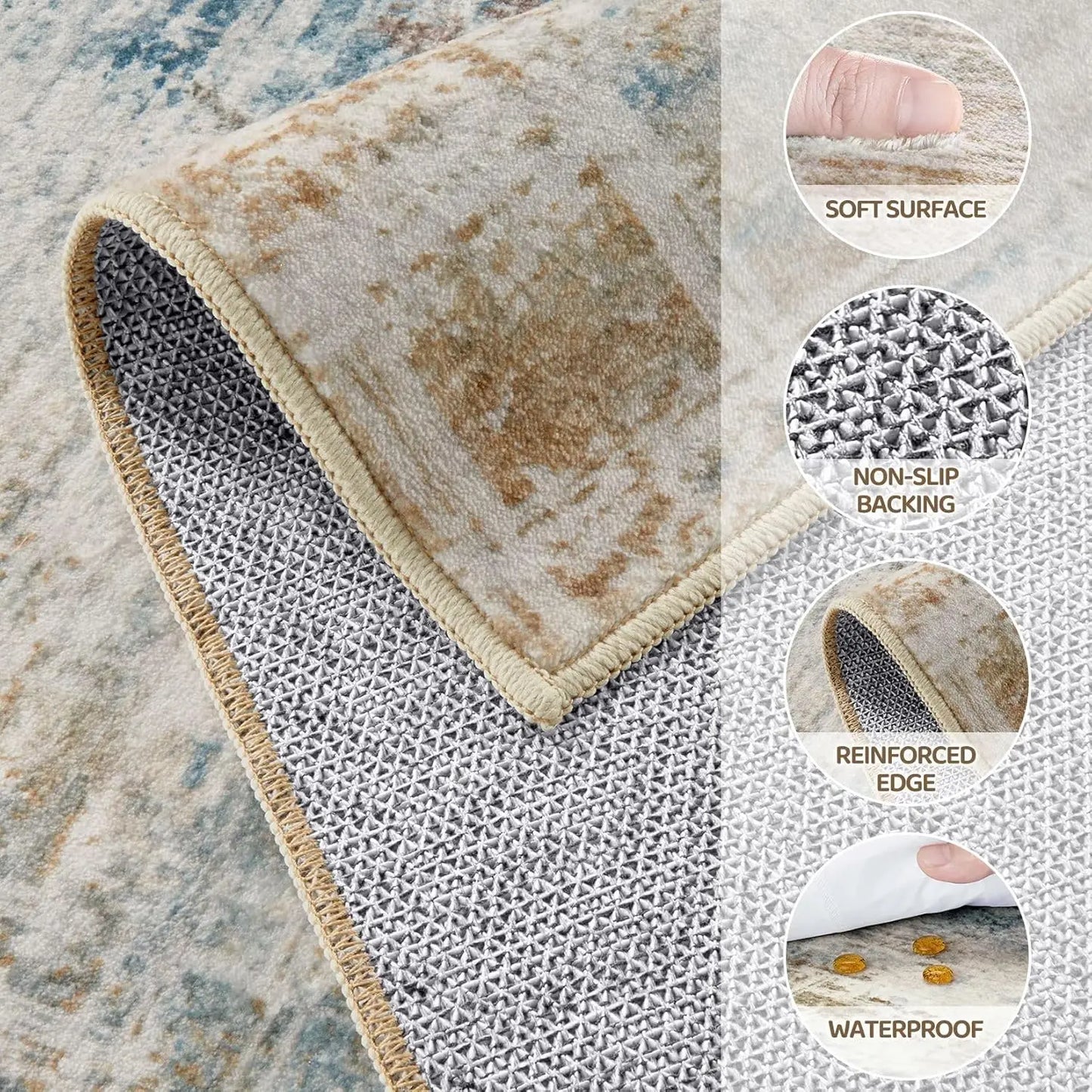 Abstract Area Rug Washable Non Slip Living Room Decor