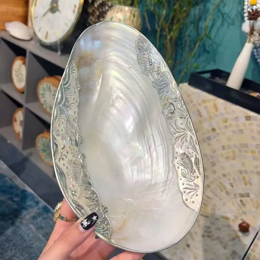 Vintage Shell Tray Jewelry Display Nautical Beach Decor