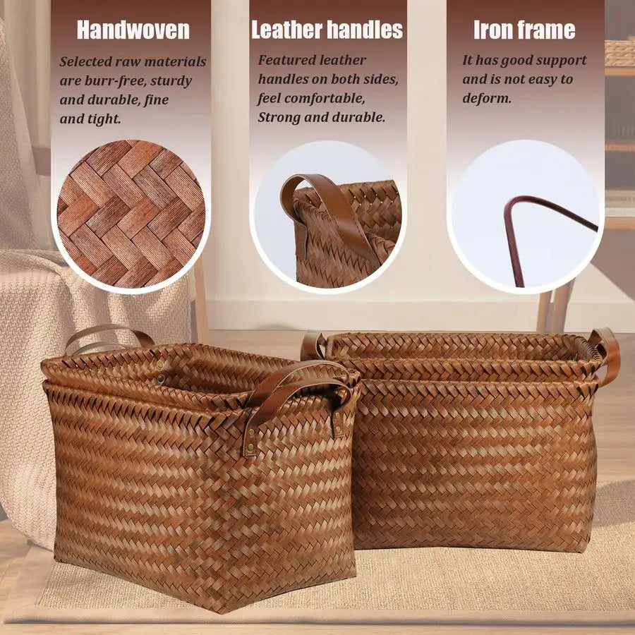 Handwoven Bamboo Laundry Hamper Basket for Home Organization