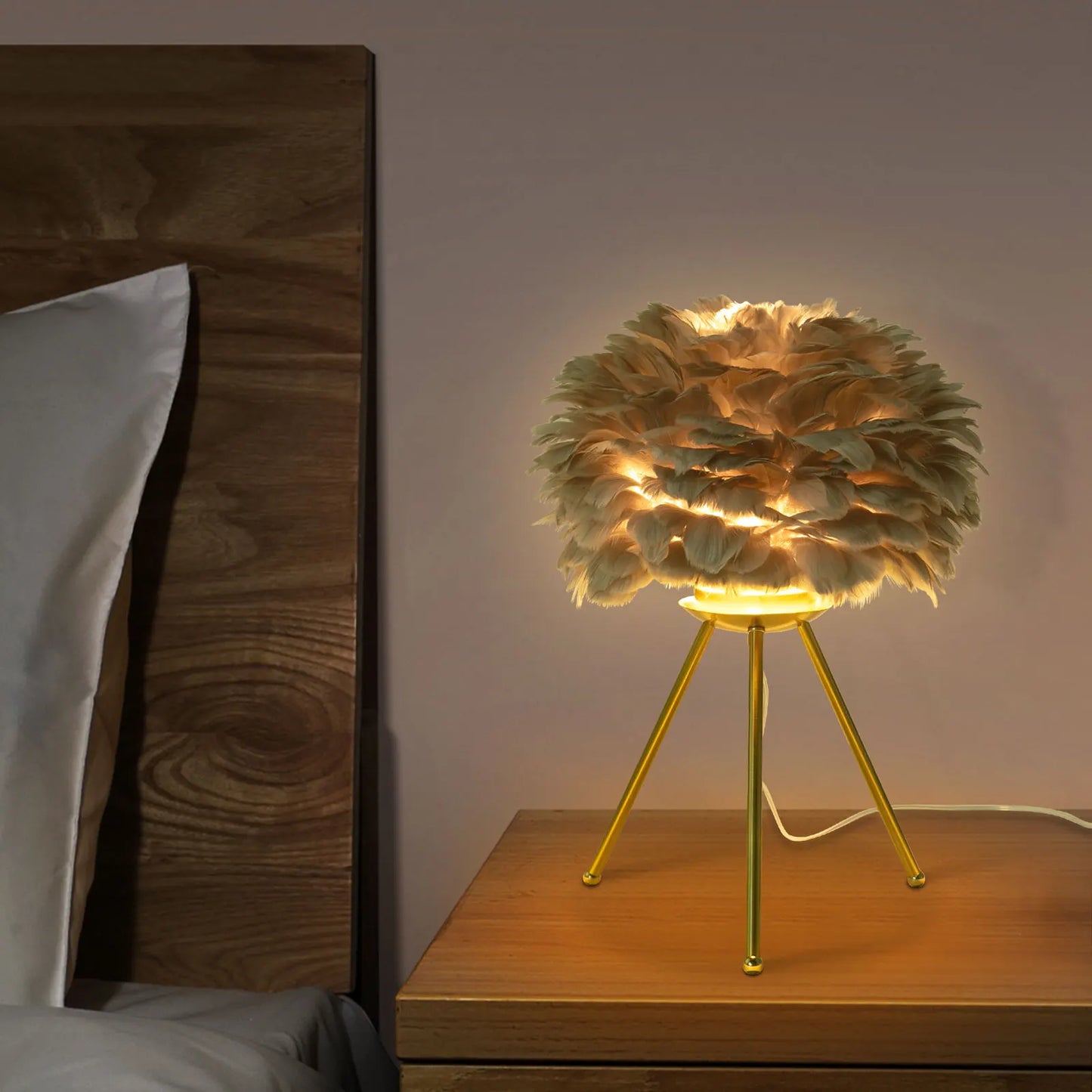 Feather Desk Lamp With Tripod Stand For Study And Living