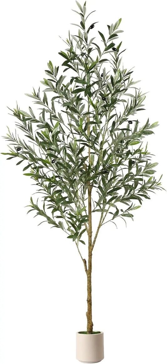 Artificial Olive Tree With Lifelike Trunk And Fruits In Planter