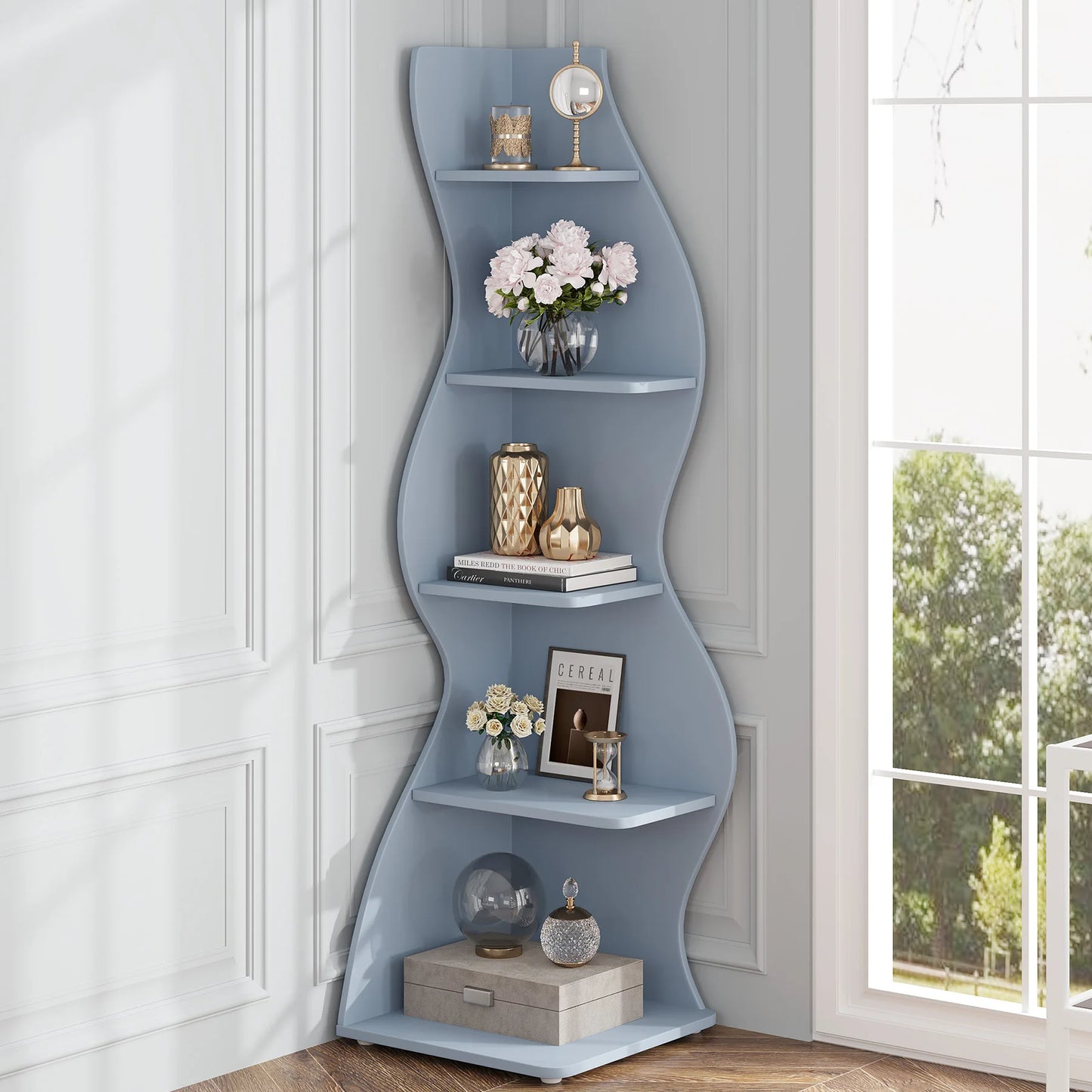 Tribesigns Five Tier Corner Shelf Wall Bookshelf Plant Stand
