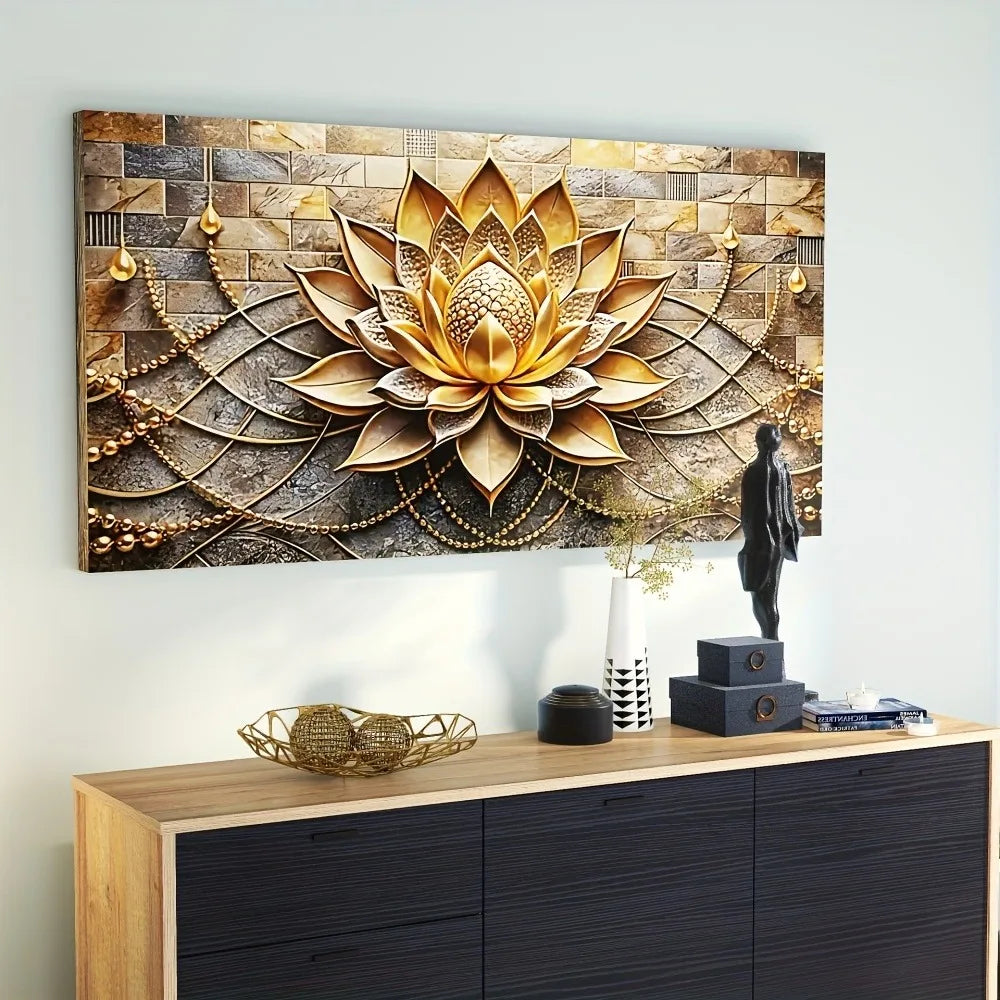 Modern Abstract Floral Canvas Art For Elegant Pine Wood Decor