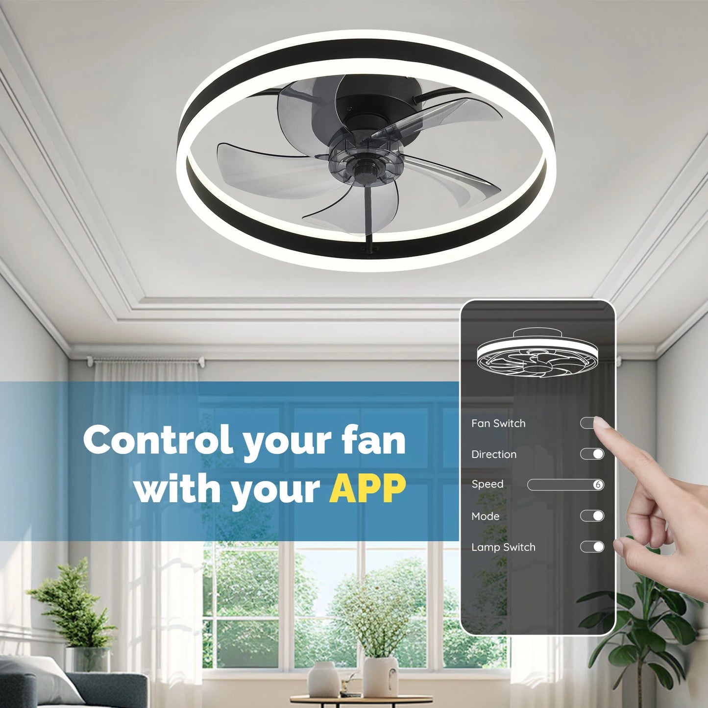 Orison Ceiling Fan With Remote Control Flush Mount Dimmable LED