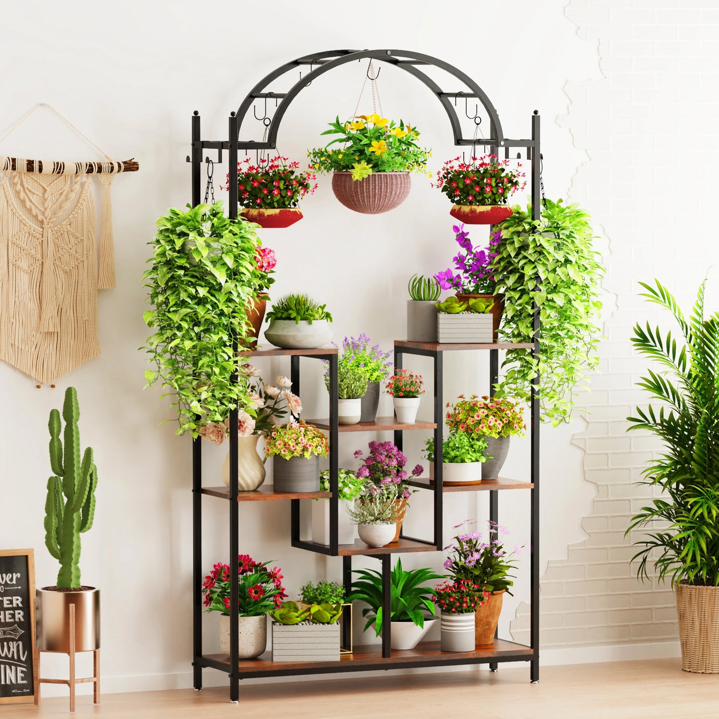 BINGOPAW Five Tier Tall Indoor Plant Stand Arched Frame