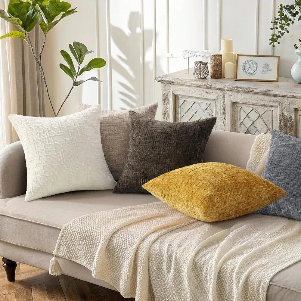 NBVCX Chenille Throw Pillow Covers Textured Set 2 For Sofa