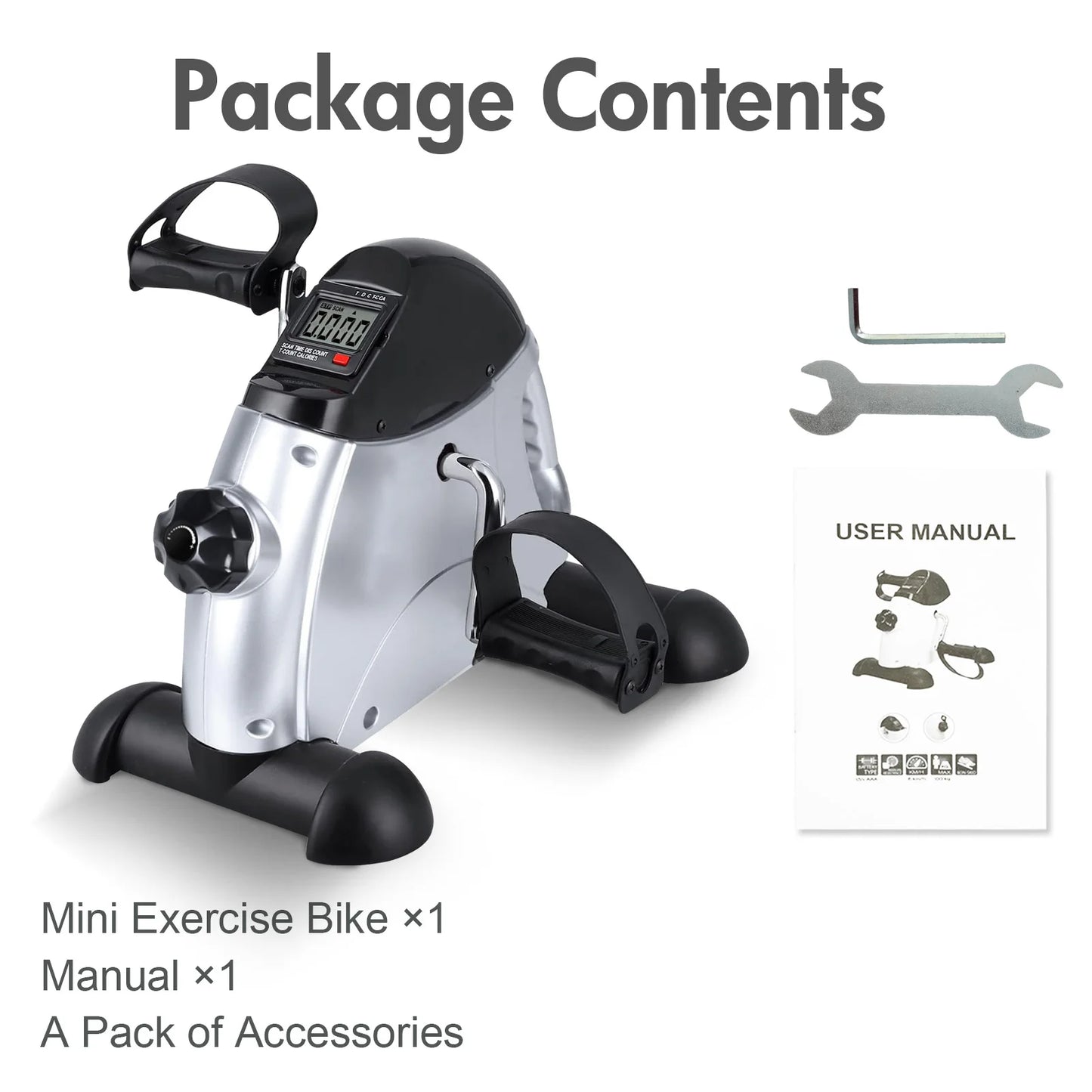 Under Desk Pedal Exerciser With LCD Display For Home Gym