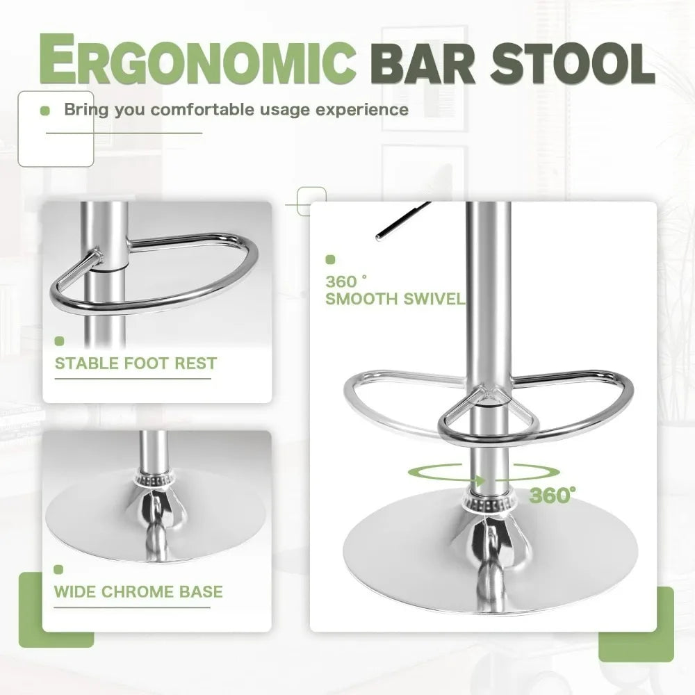 Bar Stools PU Leather Swivel Adjustable Hydraulic Counter Height Set