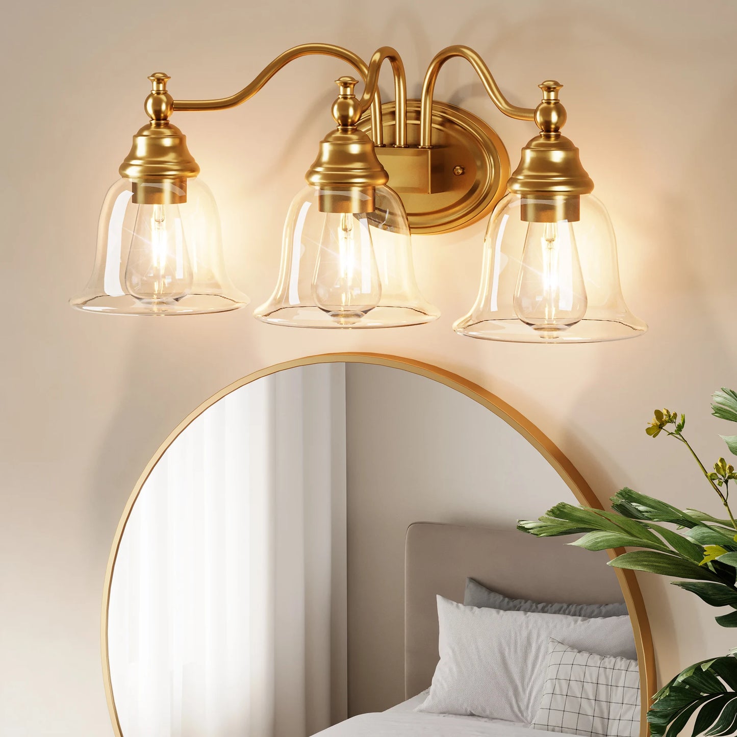 Tribesigns 3 Light Vanity Bath Light Fixture With Glass Shades