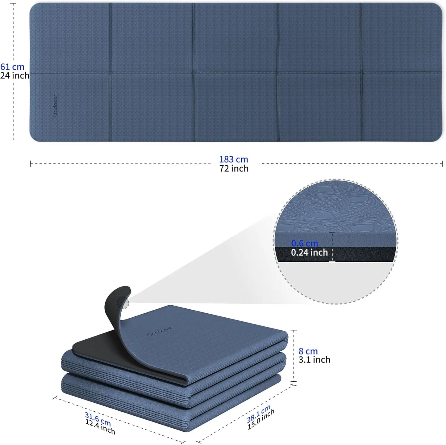 Foldable Travel Yoga Mat With Carrying Bag Non Slip TPE