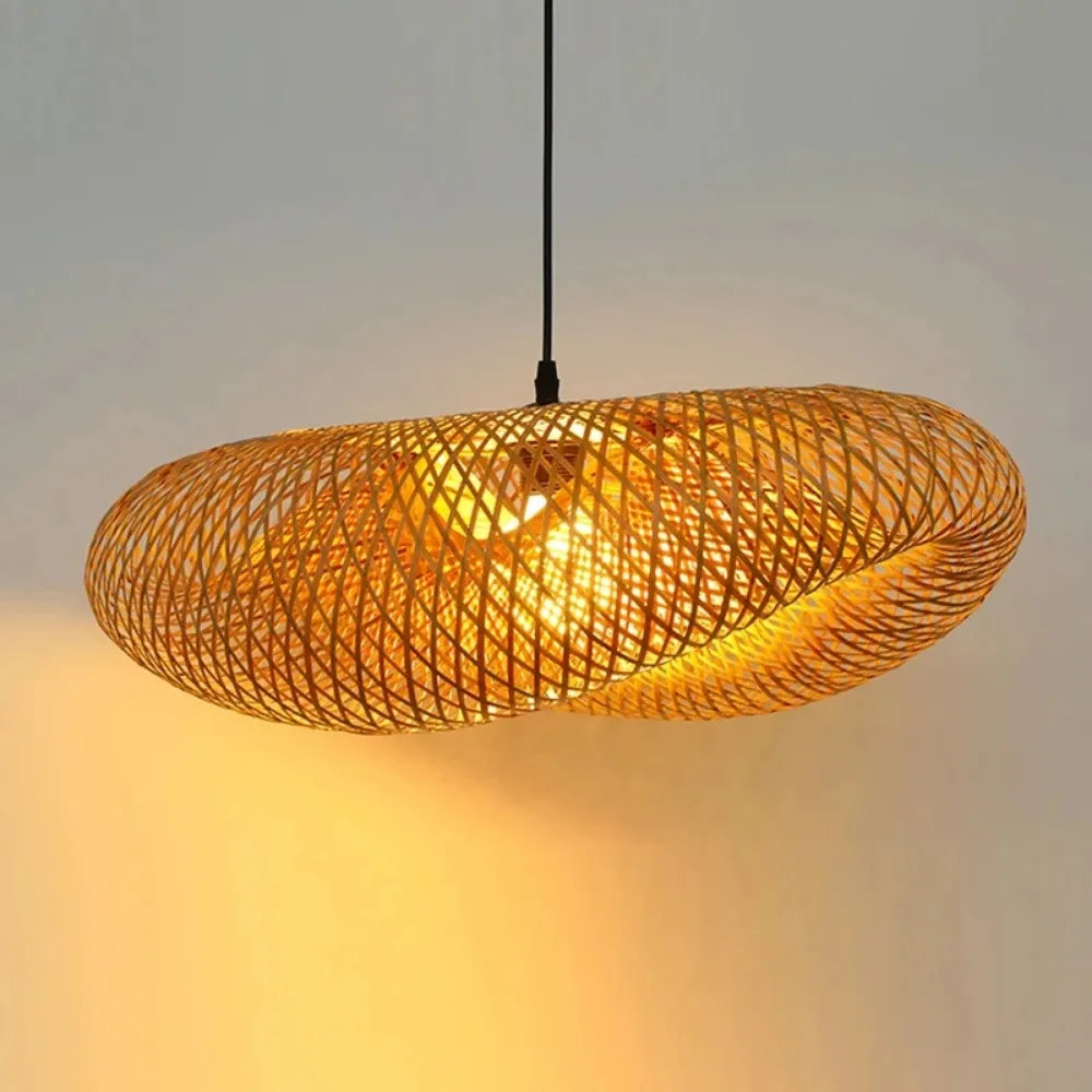 JOYINLED Handmade Bamboo Weaving LED Pendant Light Chandelier