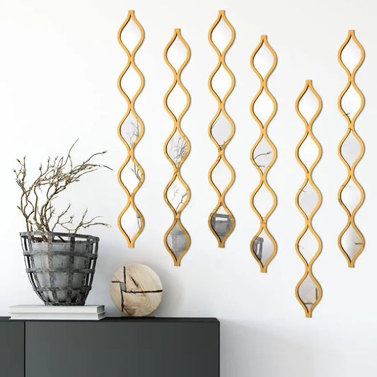Six Piece Acrylic Teardrop Mirror Wall Decor Boho Vintage Set