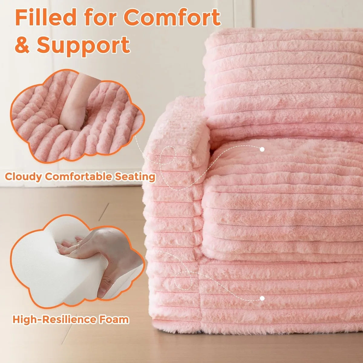 XIUWO Kids Bean Bag Chair With Faux Fur And Pillows