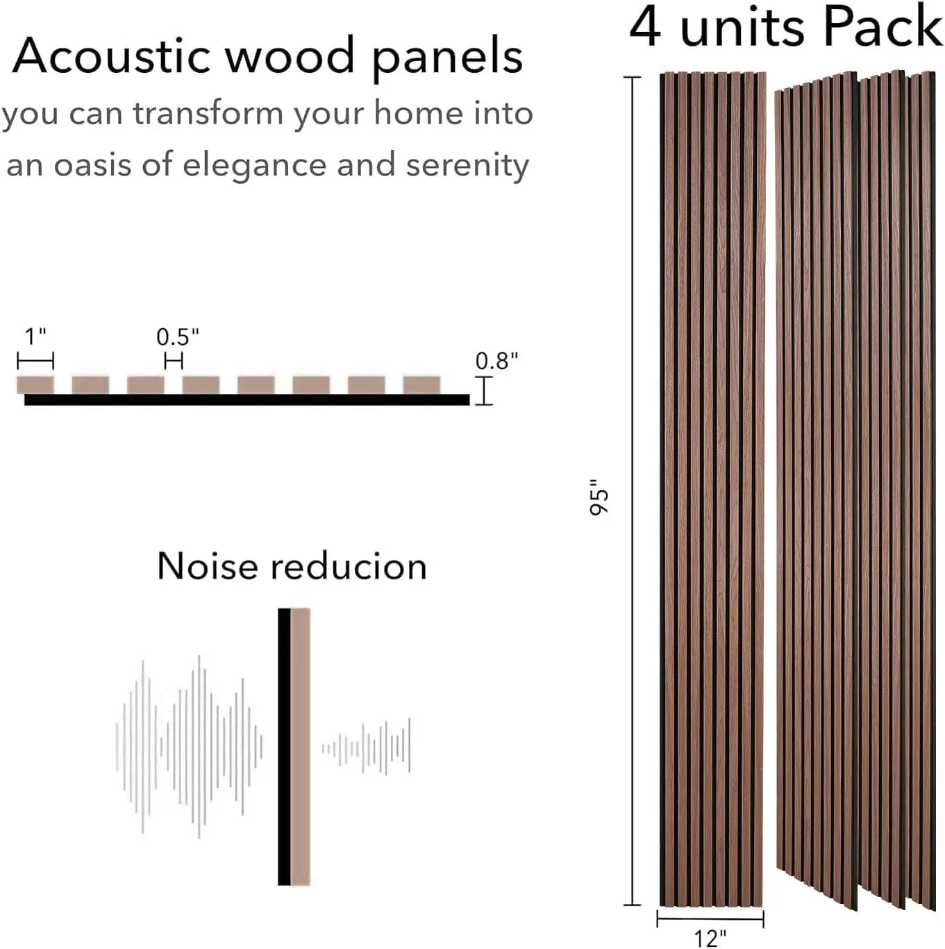 Oak Acoustic Wood Panels 4 Pack for Walls and Soundproofing