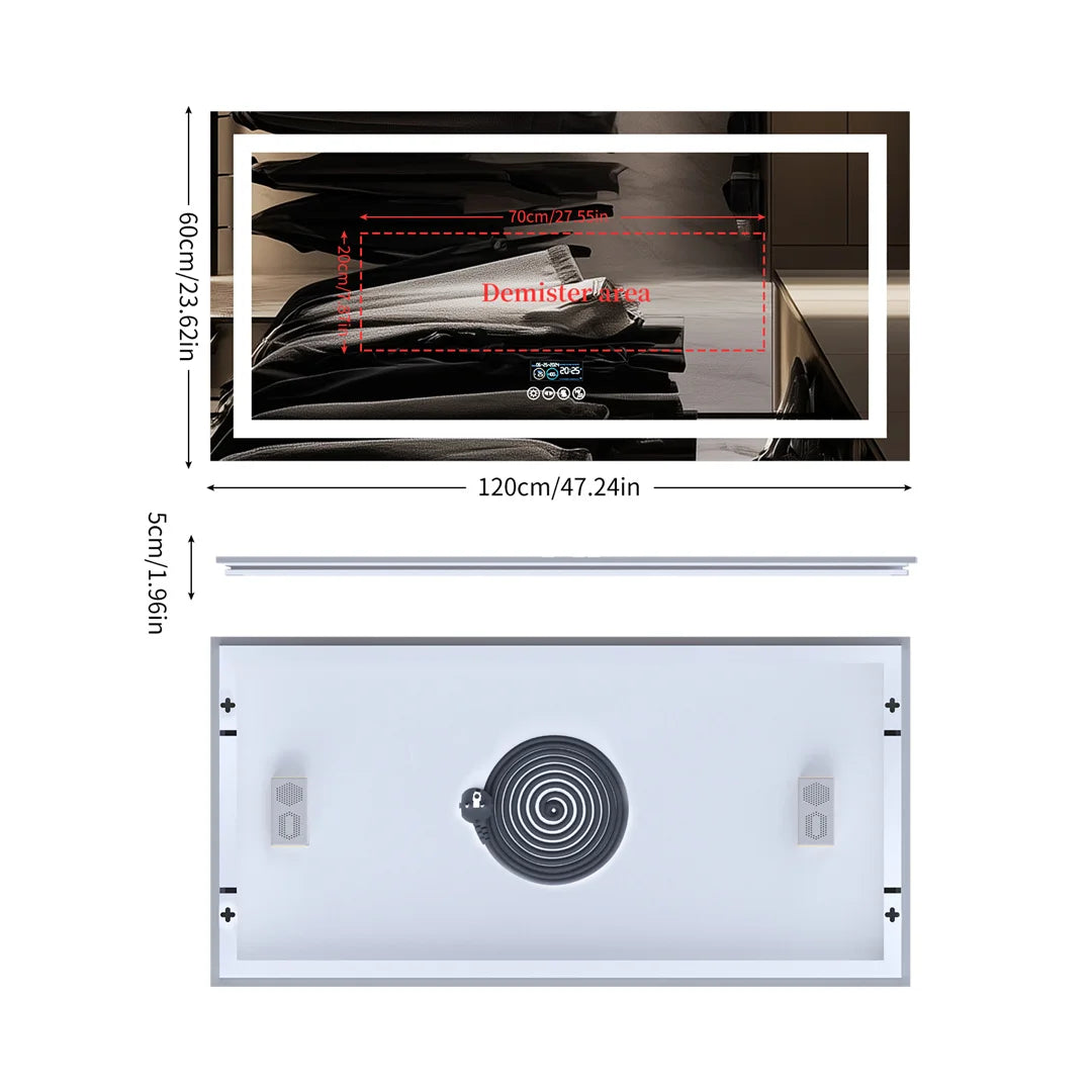 LUVODI Bluetooth Mirror With LED Light And Anti Fog Speaker