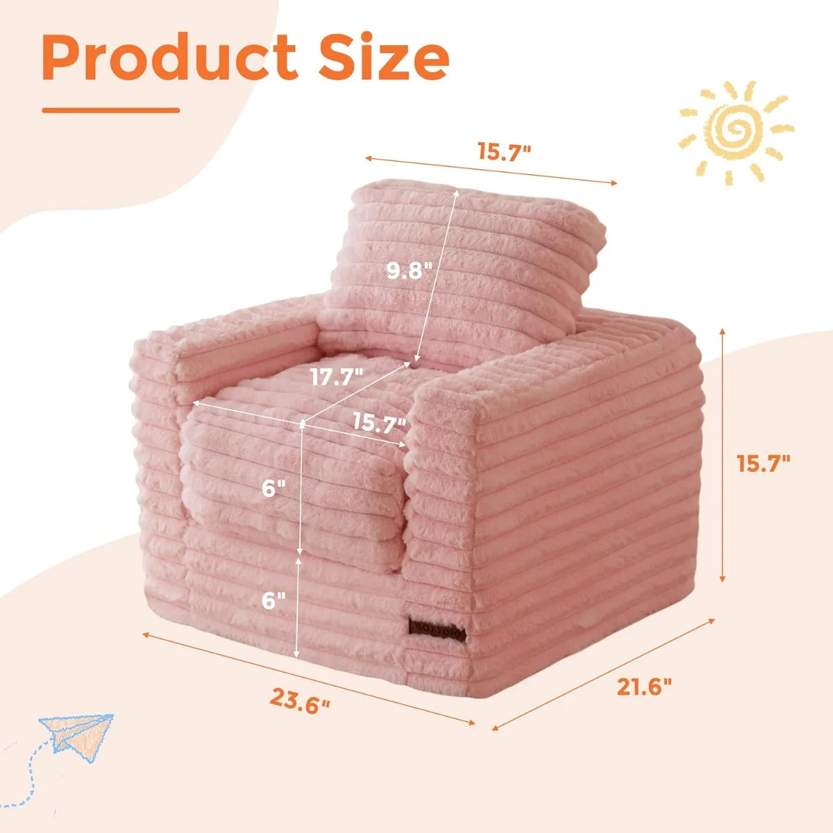 XIUWO Kids Bean Bag Chair With Faux Fur And Pillows
