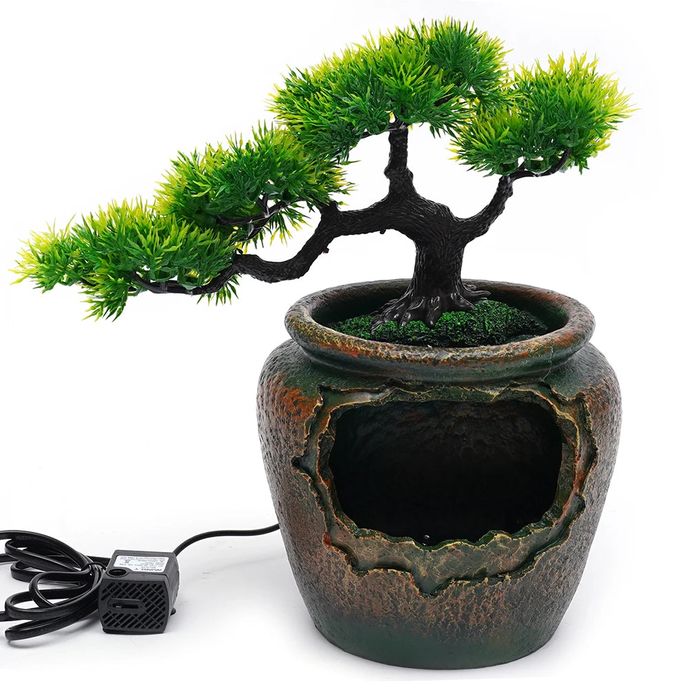 Relaxation Desktop Waterfall Fountain With LED Light For Office Decor