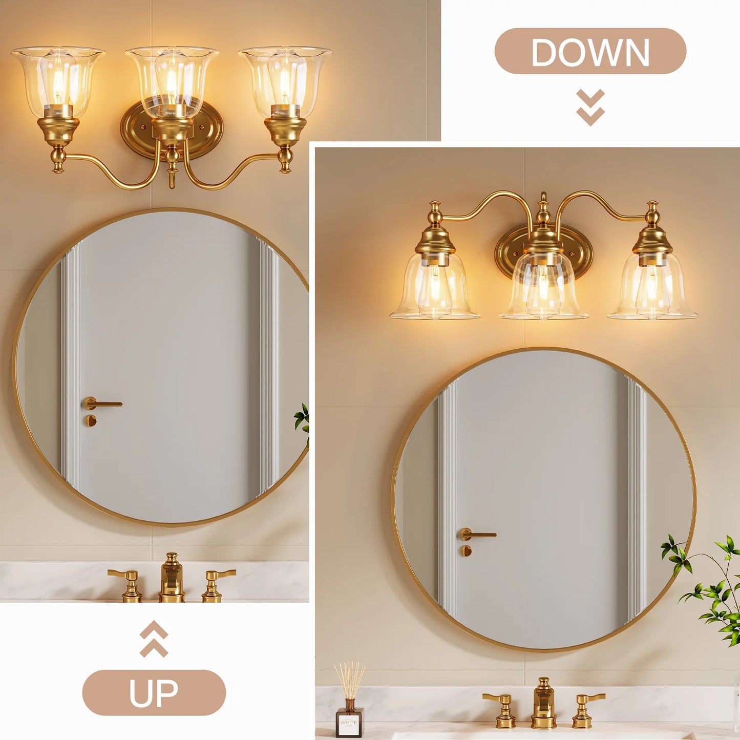 Tribesigns 3 Light Vanity Bath Light Fixture With Glass Shades